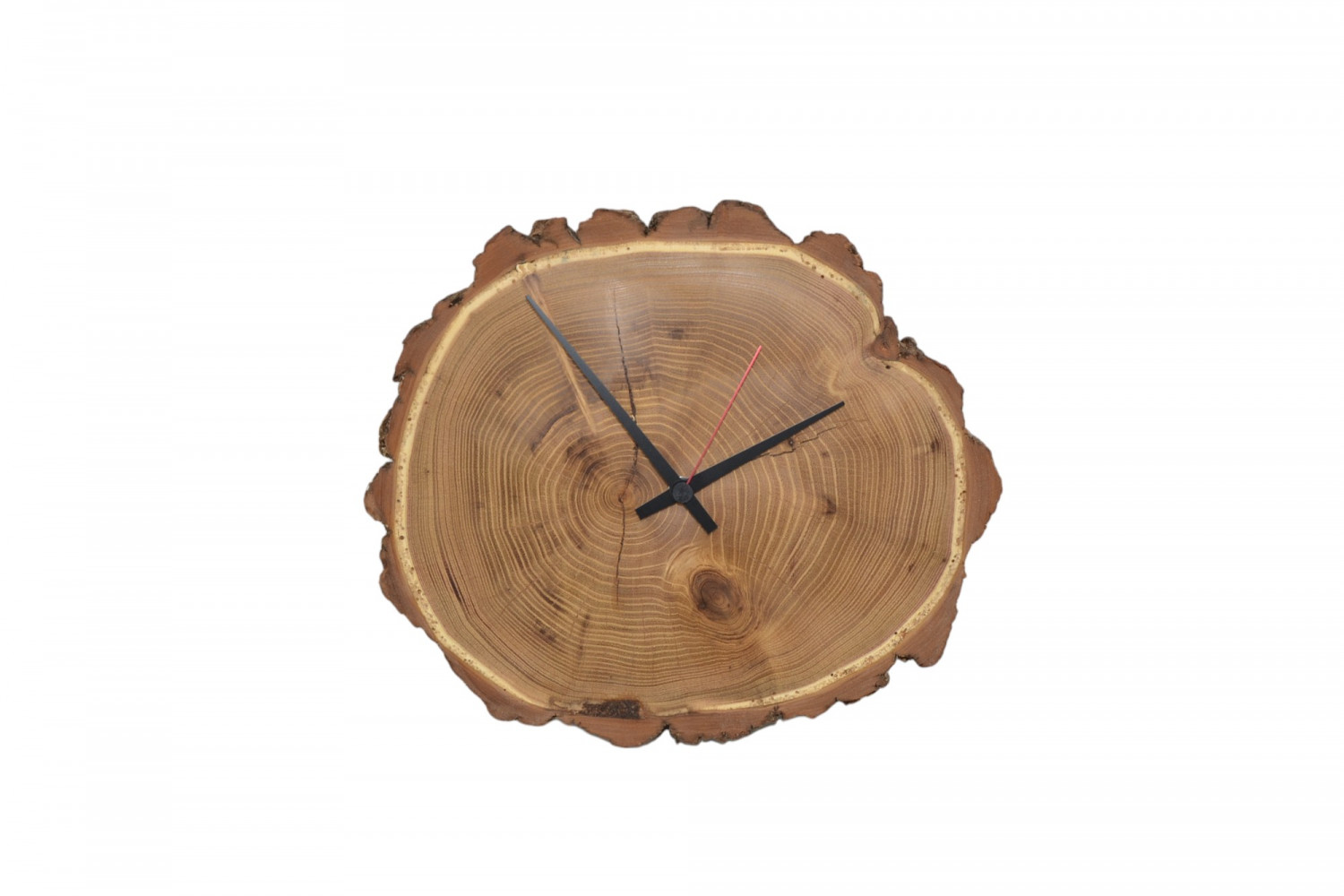 Holzuhr Holz Wanduhr Uhr 32x28 cm Robinie Baumscheibe Baumscheibenuhr Holzdekoration Holzdeko Deko Geschenk Geschenkidee Unikat Uhrwerk